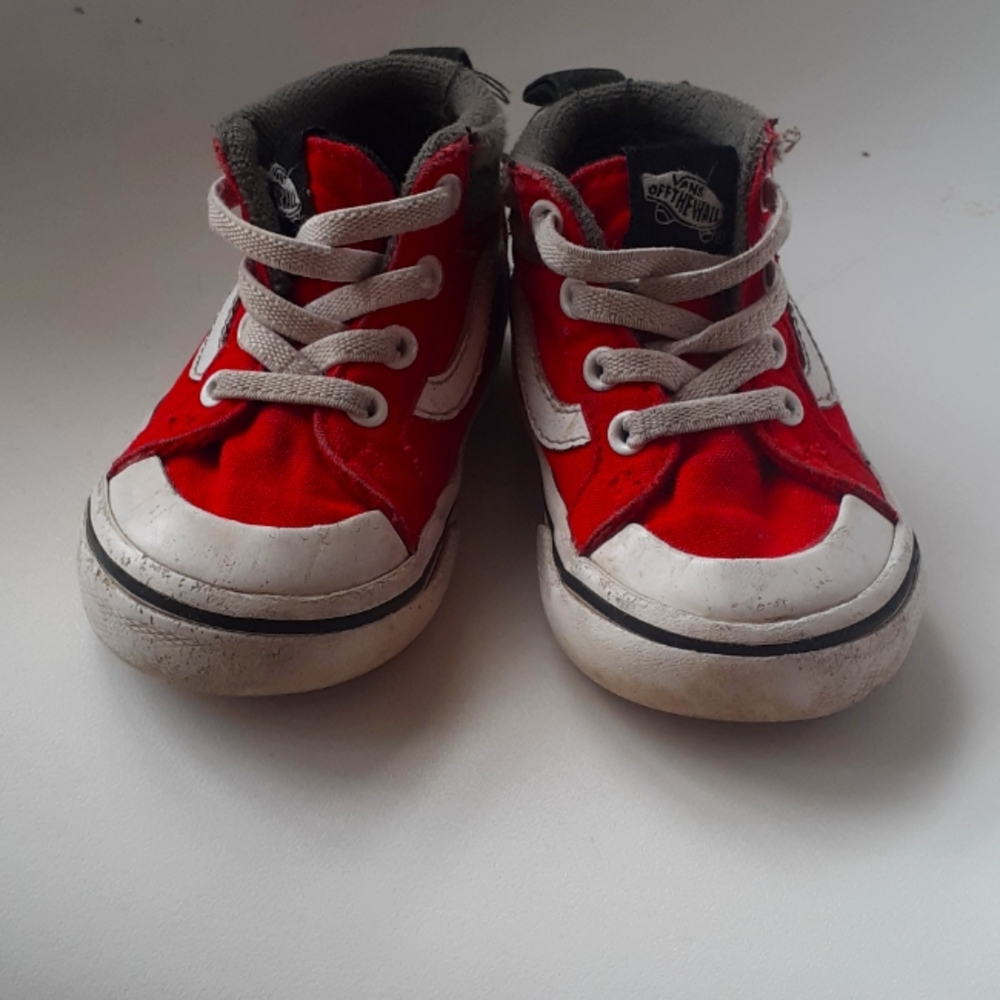 Vans, Red hightop toddler shoes size 4.5